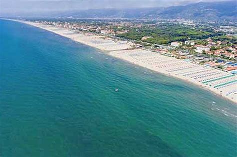 Mappa della costa di Marina di Pietrasanta con indicazione delle località Focette, Motrone, Fiumetto