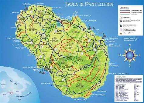 Mappa dell'isola di Pantelleria con indicazione della zona di Khamma, sede dei vigneti di Abbazia San Giorgio