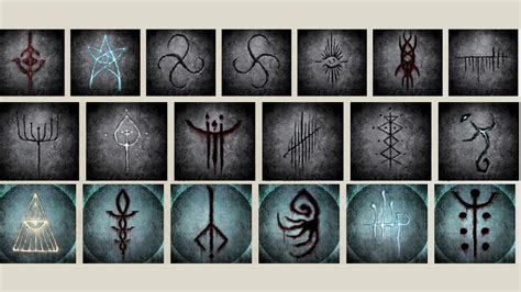 Mappa schematica dei Dungeon del Calice con icone delle Rune di Caryll