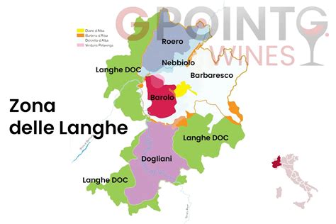 Mappa del territorio delle Langhe con evidenza della zona di La Morra e dei comuni limitrofi dove risiedono i vigneti dell'azienda.
