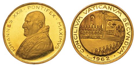Medaglia d'oro commemorativa del Concilio Vaticano II con effigie di Papa Giovanni XXIII