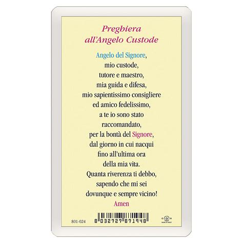 ciondolo angelo custode con preghiera incisa