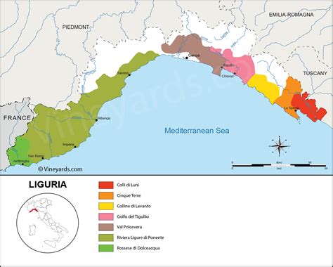 Mappa della Liguria con evidenziate le aree di influenza della 'ndrangheta