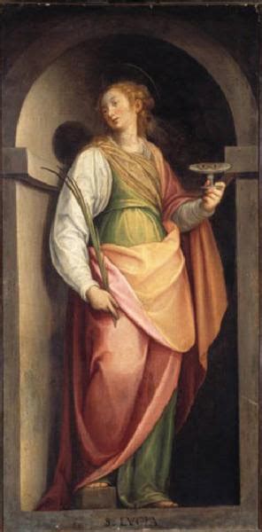 Illustrazione storica o iconografia classica di Santa Lucia con la palma del martirio e i simboli della luce.