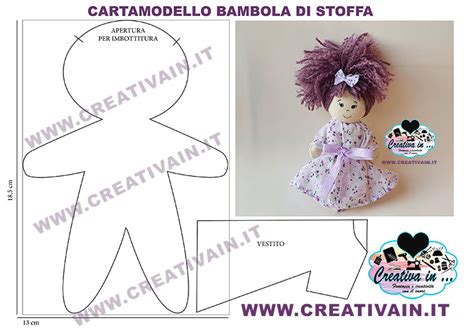Schema di un cartamodello per bambola di stoffa