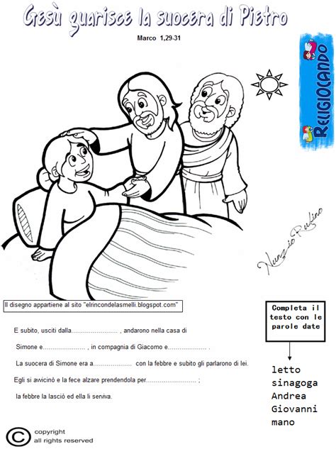 Gesù che guarisce la suocera di Pietro in casa