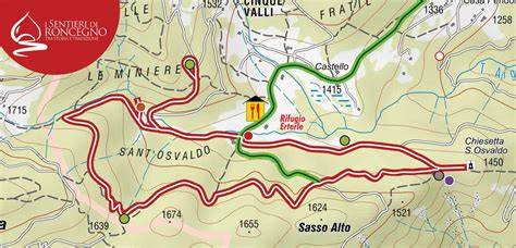 Mappa del percorso a piedi per l'Eremo di Ronzano con indicazioni del sentiero CAI 904 e punti d'acqua