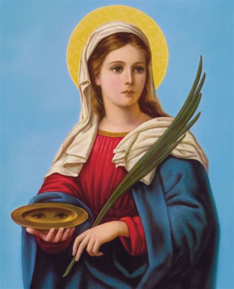 Icona o dipinto di Santa Lucia con i suoi attributi, come gli occhi su un piatto