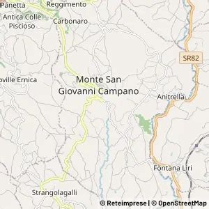 Mappa schematica della Via Ara dei Santi a Monte San Giovanni Campano, evidenziando la posizione