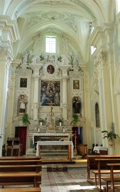 Piantina dell'interno della Chiesa del Rosario a Martano con disposizione degli altari