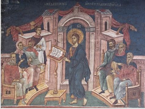 Gesù che legge il rotolo di Isaia nella sinagoga