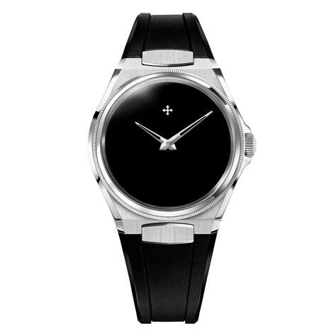 Close-up del quadrante nero Musou Black del Venezianico Redentore Ultrablack, con lancette luminose