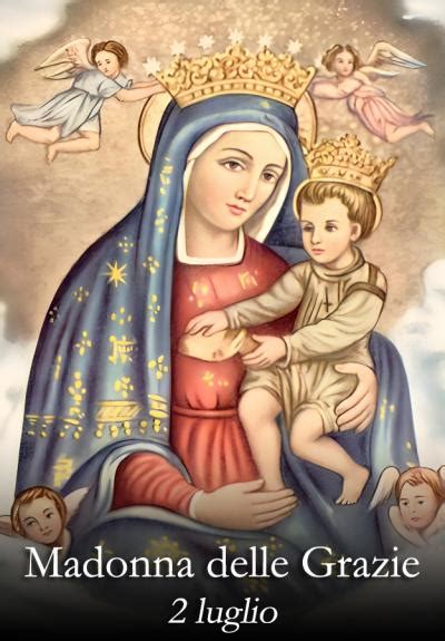 Raffigurazione artistica della Madonna delle Grazie con Gesù Bambino, che elargisce grazie ai fedeli