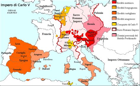 Mappa storica dei possedimenti degli Asburgo e dei territori italiani