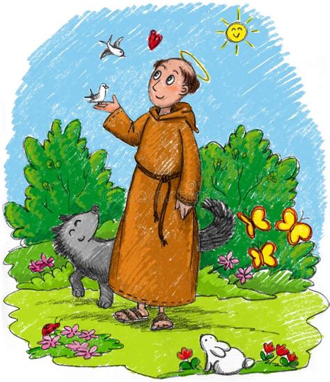 Illustrazione di San Francesco d'Assisi con animali per bambini