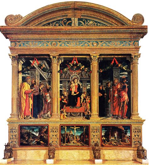 Pala di San Zeno di Andrea Mantegna, dettaglio dell'interazione cornice-architettura