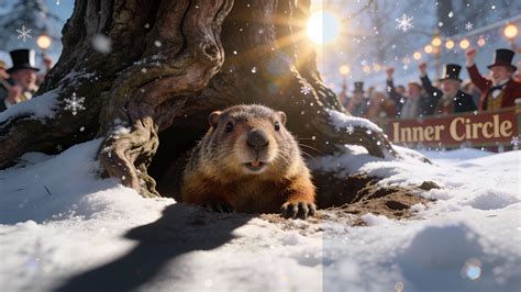 illustrazione di una marmotta che predice il meteo per il Groundhog Day