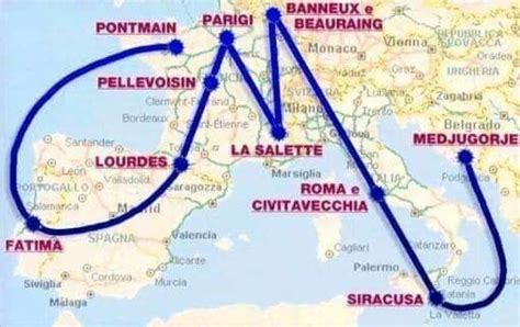 mappa con i luoghi delle apparizioni mariane in Italia