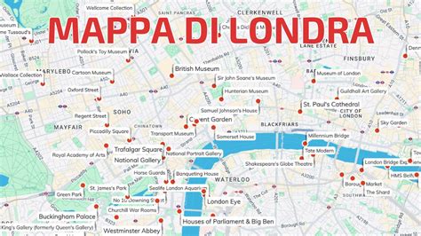 Mappa schematica di Londra con la posizione dell'Abbazia di Westminster e della Cattedrale di Westminster evidenziate