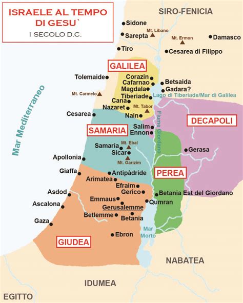 Mappa della Palestina al tempo di Gesù con indicazioni politiche