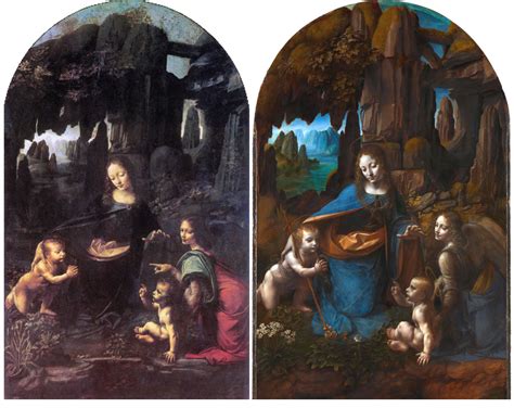 confronto tra le due versioni della Vergine delle rocce di Leonardo e della sua bottega