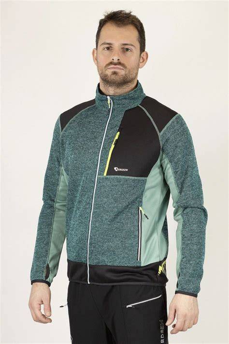 Foto prodotto: pile uomo Basile full zip con dettagli di tasche e logo
