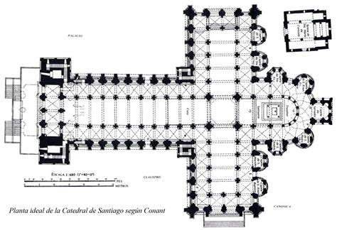 Pianta della Cattedrale di Santiago de Compostela in stile romanico