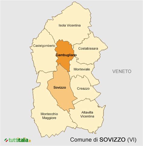 Mappa dell'Unità Pastorale di Sovizzo con le quattro parrocchie
