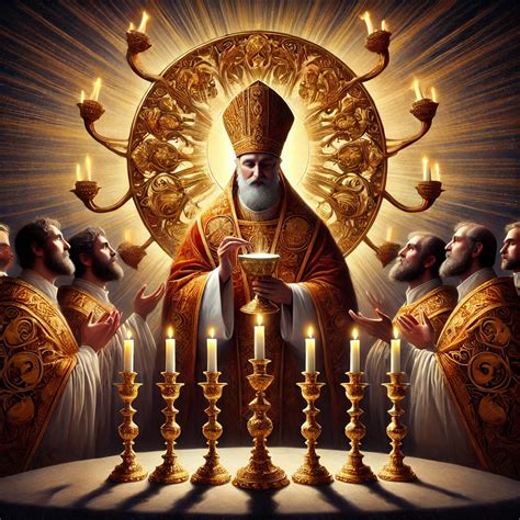 rappresentazione della croce e dei candelabri sull'altare