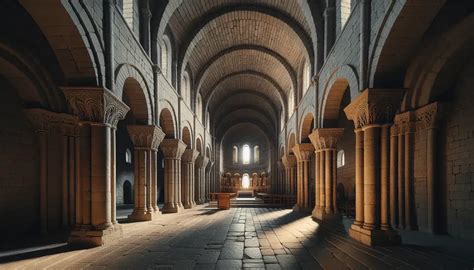 Interno della chiesa dell'Eremo Tuscolano, con dettagli architettonici