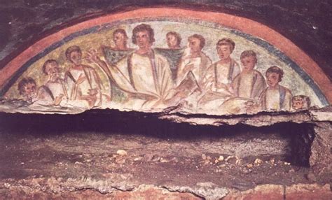 affresco o mosaico raffigurante donne nelle prime comunità cristiane, alcune in preghiera