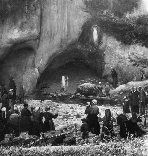 Bernadette Soubirous che scava nella Grotta di Massabielle