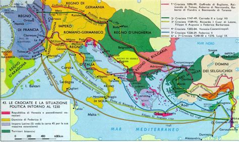 Mappa del percorso della Crociata dei Poveri attraverso l'Europa