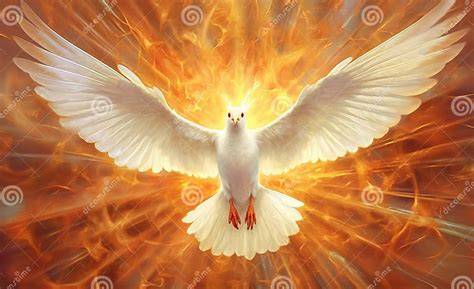 Illustrazione dello Spirito Santo come colomba, luce o fiamma, che irradia su un libro aperto o su uno studente intento nello studio