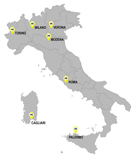 Mappa con le sedi di Spreafico in Italia e all'estero