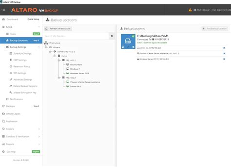 Configurazione delle schedulazioni e destinazioni di backup in Altaro VM Backup