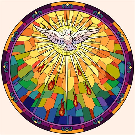 Vetrata raffigurante lo Spirito Santo in forma di colomba o fiamme