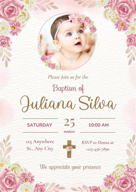 Thematic photo of a beautifully designed baptism invitation with a soft, elegant background.
