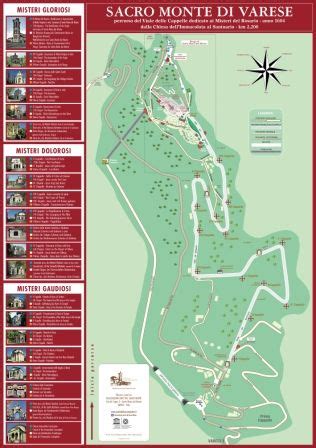 Mappa del Sacro Monte di Varese con le principali attrazioni e sentieri