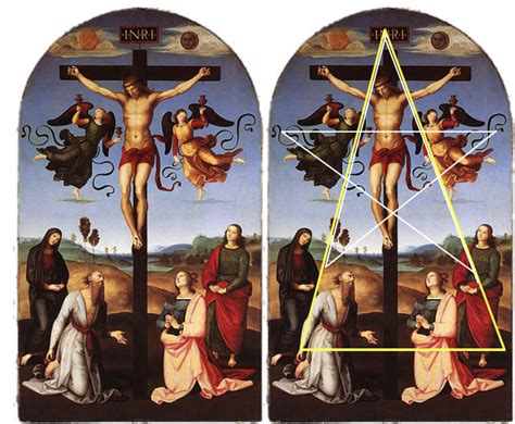 Raffaello Sanzio, Crocifissione Gavari, particolare della tavola principale con Cristo in croce e angeli