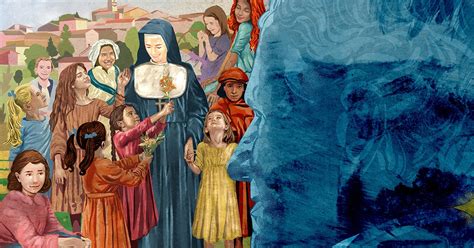 Illustrazione o dipinto di Maria Mazzarello giovane nei campi