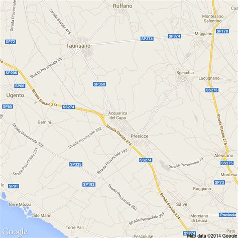 Mappa delle chiese storiche di Acquarica del Capo