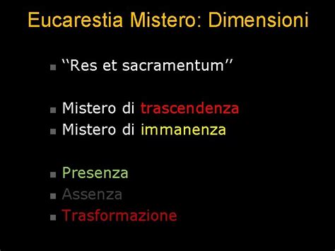 infografica sui tre aspetti dell'Eucaristia: mistero da credere, celebrare, vivere
