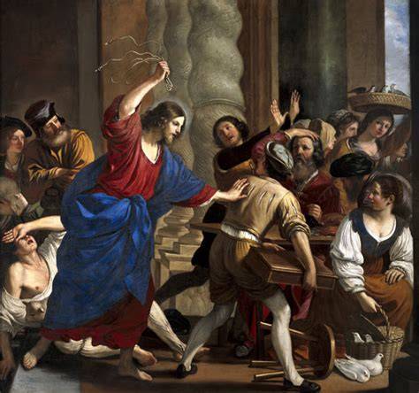 Gesù che caccia i mercanti dal Tempio, illustrazione