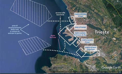 Mappa del Porto Vecchio di Trieste e delle aree limitrofe in fase di riqualificazione