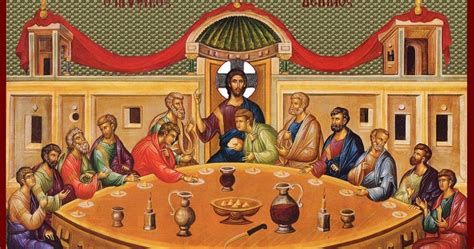 Gesù istituisce l'Eucaristia durante l'Ultima Cena con i discepoli