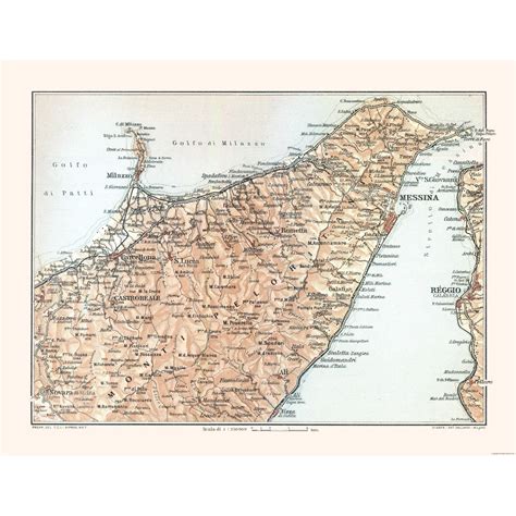 Mappa panoramica del borgo di Alì arroccato sui monti Peloritani