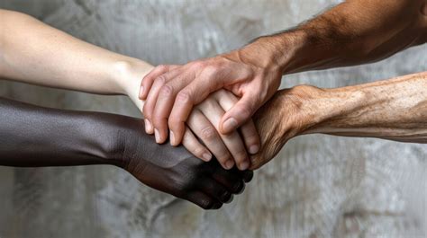 Mani di diverse persone che si uniscono in un gesto di comunione o preghiera