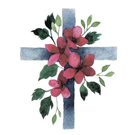 croce cristiana con rappresentazione simbolica di nuova vita o fioritura