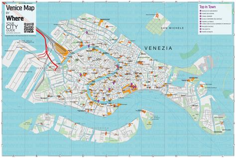 Mappa storica di Venezia con i suoi canali e isolette